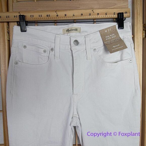 NEW Madewell Kick Out Crop Jeans in pure white, 27 - Picture 4 of 14